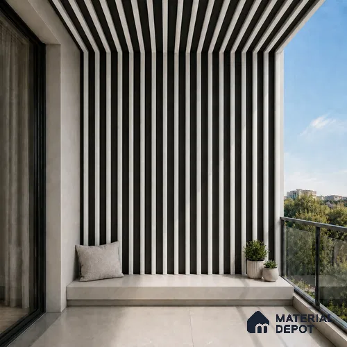 Statuario 10 ft x 0.6 ft (3060x180 mm) Dual Tone Arch Design Interior & Exterior Wall & Ceiling Panel - 17 mm | Suitable for Balcony, Facade & Open Area | Width is Subjected to 5% Variation