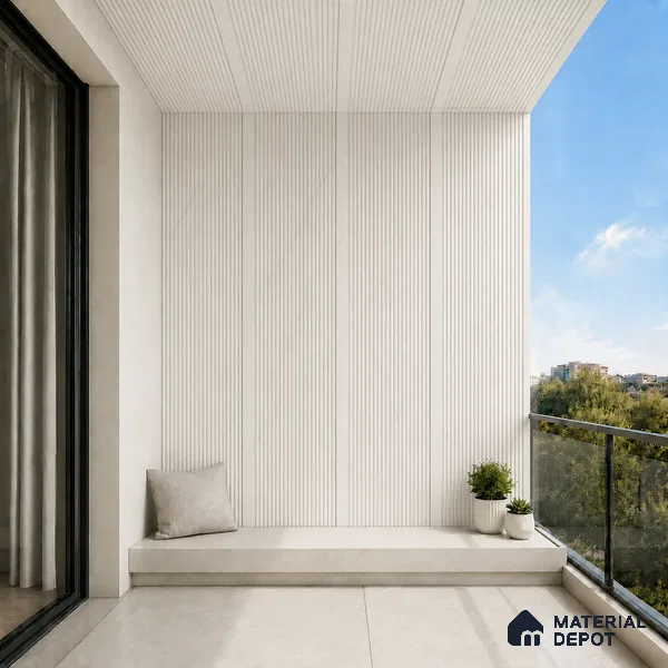 Statuario 10 ft x 0.68 ft (3060x208 mm) Curve Design Interior & Exterior Wall & Ceiling Panel - 10 mm | Suitable for Balcony, Facade & Open Area | Width is Subjected to 5% Variation