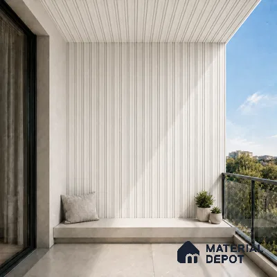 Statuario 10 ft x 0.5 ft (3060x150 mm) Linea Design Interior & Exterior Wall & Ceiling Panel - 15 mm | Suitable for Balcony, Facade & Open Area | Width is Subjected to 5% Variation