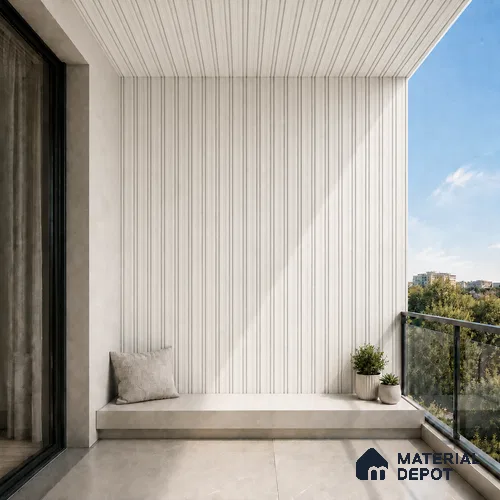 Statuario 10 ft x 0.5 ft (3060x150 mm) Linea Design Interior & Exterior Wall & Ceiling Panel - 15 mm | Suitable for Balcony, Facade & Open Area | Width is Subjected to 5% Variation