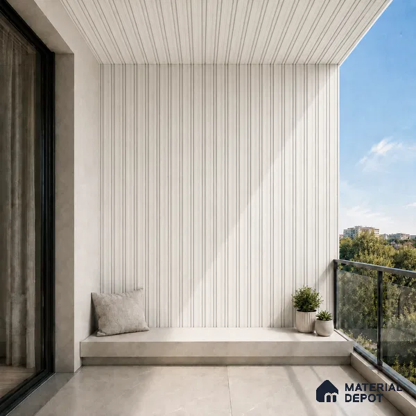 Statuario 10 ft x 0.5 ft (3060x150 mm) Linea Design Interior & Exterior Wall & Ceiling Panel - 15 mm | Suitable for Balcony, Facade & Open Area | Width is Subjected to 5% Variation