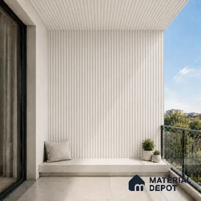 Pearl 10 ft x 0.45 ft (3060x140 mm) Pyramid Design Interior & Exterior Wall & Ceiling Panel - 14 mm | Suitable for Balcony, Facade & Open Area | Width is Subjected to 5% Variation