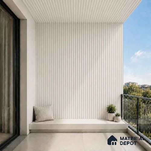Pearl 10 ft x 0.45 ft (3060x140 mm) Pyramid Design Interior & Exterior Wall & Ceiling Panel - 14 mm | Suitable for Balcony, Facade & Open Area | Width is Subjected to 5% Variation