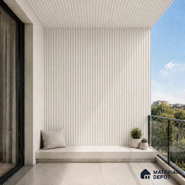 Pearl 10 ft x 0.45 ft (3060x140 mm) Pyramid Design Interior & Exterior Wall & Ceiling Panel - 14 mm | Suitable for Balcony, Facade & Open Area | Width is Subjected to 5% Variation