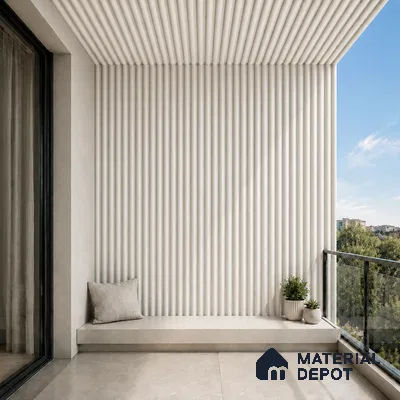Pearl 10 ft x 0.6 ft (3060x180 mm) Arch Design Interior & Exterior Wall & Ceiling Panel - 17 mm | Suitable for Balcony, Facade & Open Area | Width is Subjected to 5% Variation