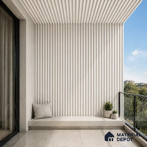 Pearl 10 ft x 0.6 ft (3060x180 mm) Arch Design Interior & Exterior Wall & Ceiling Panel - 17 mm | Suitable for Balcony, Facade & Open Area | Width is Subjected to 5% Variation
