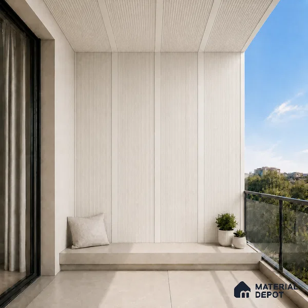 Pearl 10 ft x 0.68 ft (3060x208 mm) Curve Design Interior & Exterior Wall & Ceiling Panel - 10 mm | Suitable for Balcony, Facade & Open Area | Width is Subjected to 5% Variation