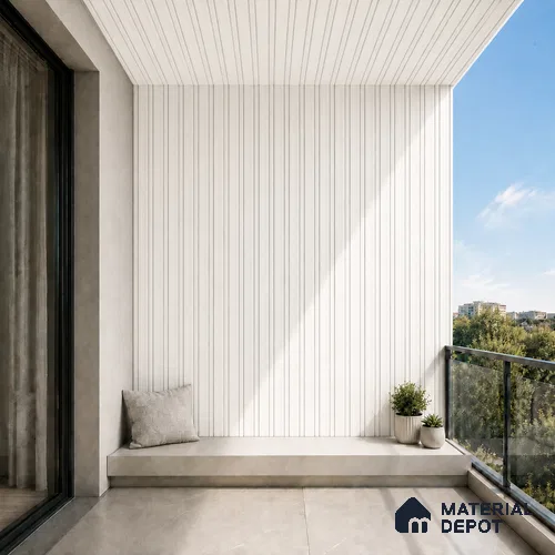 Pearl 10 ft x 0.5 ft (3060x150 mm) Linea Design Interior & Exterior Wall & Ceiling Panel - 15 mm | Suitable for Balcony, Facade & Open Area | Width is Subjected to 5% Variation
