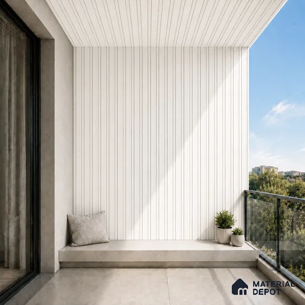 Pearl 10 ft x 0.5 ft (3060x150 mm) Linea Design Interior & Exterior Wall & Ceiling Panel - 15 mm | Suitable for Balcony, Facade & Open Area | Width is Subjected to 5% Variation