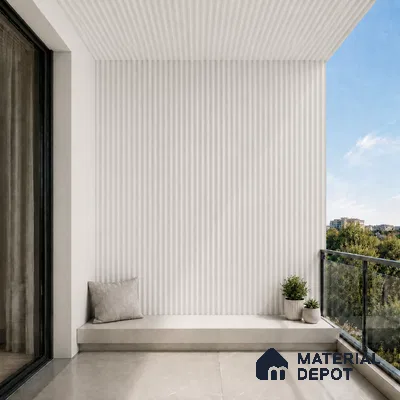 Snow White 10 ft x 0.5 ft (3060x150 mm) Pastel Pyramid Design Interior & Exterior Wall & Ceiling Panel - 15 mm | Suitable for Balcony, Facade & Open Area | Width is Subjected to 5% Variation