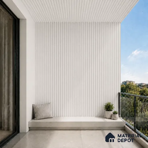 Snow White 10 ft x 0.5 ft (3060x150 mm) Pastel Pyramid Design Interior & Exterior Wall & Ceiling Panel - 15 mm | Suitable for Balcony, Facade & Open Area | Width is Subjected to 5% Variation