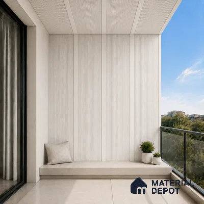 Snow White 10 ft x 0.68 ft (3060x208 mm) Curve Design Interior & Exterior Wall & Ceiling Panel - 10 mm | Suitable for Balcony, Facade & Open Area | Width is Subjected to 5% Variation