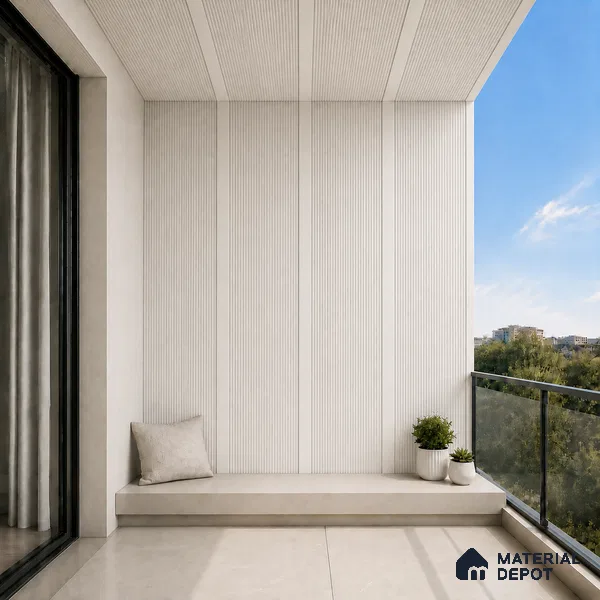 Snow White 10 ft x 0.68 ft (3060x208 mm) Curve Design Interior & Exterior Wall & Ceiling Panel - 10 mm | Suitable for Balcony, Facade & Open Area | Width is Subjected to 5% Variation