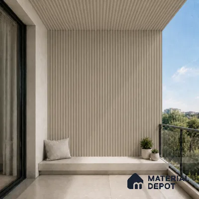 Mocha 10 ft x 0.5 ft (3060x150 mm) Pastel Pyramid Design Interior & Exterior Wall & Ceiling Panel - 15 mm | Suitable for Balcony, Facade & Open Area | Width is Subjected to 5% Variation