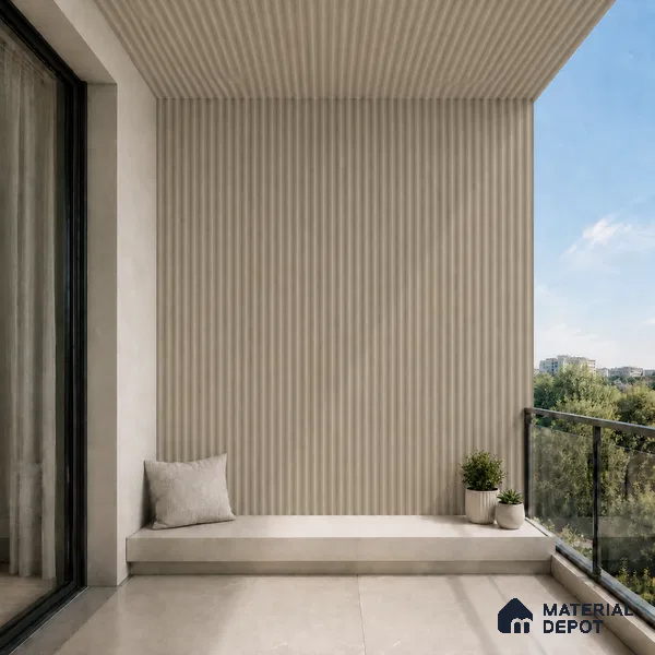 Mocha 10 ft x 0.5 ft (3060x150 mm) Pastel Pyramid Design Interior & Exterior Wall & Ceiling Panel - 15 mm | Suitable for Balcony, Facade & Open Area | Width is Subjected to 5% Variation