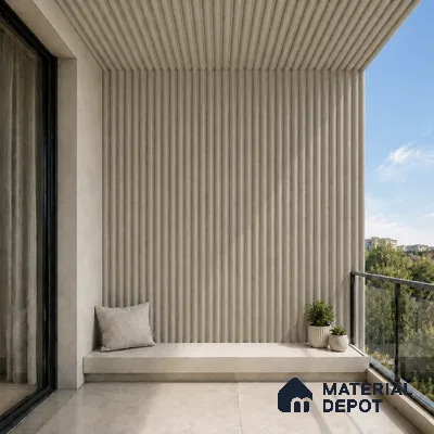 Mocha 10 ft x 0.6 ft (3060x180 mm) Pastel Arch Design Interior & Exterior Wall & Ceiling Panel - 17 mm | Suitable for Balcony, Facade & Open Area | Width is Subjected to 5% Variation