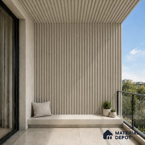 Mocha 10 ft x 0.6 ft (3060x180 mm) Pastel Arch Design Interior & Exterior Wall & Ceiling Panel - 17 mm | Suitable for Balcony, Facade & Open Area | Width is Subjected to 5% Variation