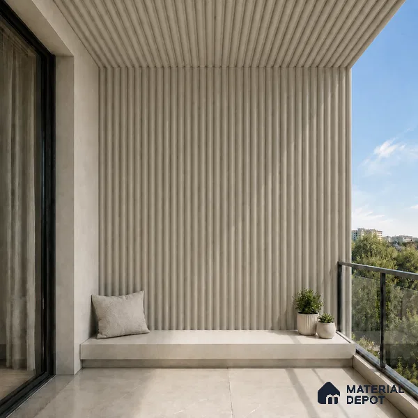 Mocha 10 ft x 0.6 ft (3060x180 mm) Pastel Arch Design Interior & Exterior Wall & Ceiling Panel - 17 mm | Suitable for Balcony, Facade & Open Area | Width is Subjected to 5% Variation