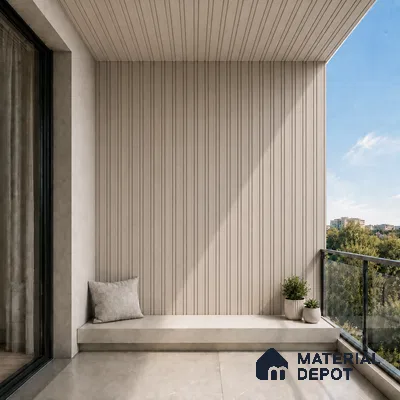 Mocha 10 ft x 0.5 ft (3060x150 mm) Pastel Linea Design Interior & Exterior Wall & Ceiling Panel - 15 mm | Suitable for Balcony, Facade & Open Area | Width is Subjected to 5% Variation