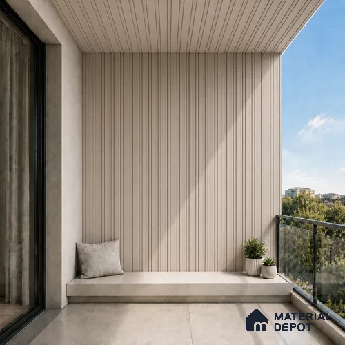 Mocha 10 ft x 0.5 ft (3060x150 mm) Pastel Linea Design Interior & Exterior Wall & Ceiling Panel - 15 mm | Suitable for Balcony, Facade & Open Area | Width is Subjected to 5% Variation