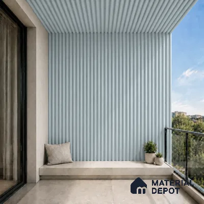 Sky Blue 10 ft x 0.6 ft (3060x180 mm) Pastel Arch Design Interior & Exterior Wall & Ceiling Panel - 17 mm | Suitable for Balcony, Facade & Open Area | Width is Subjected to 5% Variation