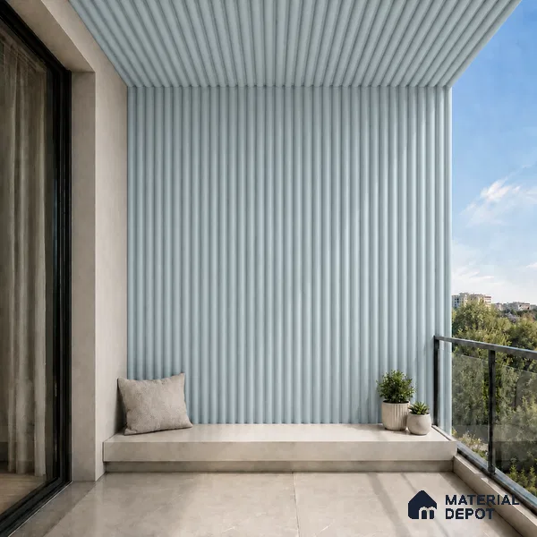 Sky Blue 10 ft x 0.6 ft (3060x180 mm) Pastel Arch Design Interior & Exterior Wall & Ceiling Panel - 17 mm | Suitable for Balcony, Facade & Open Area | Width is Subjected to 5% Variation