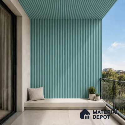 Steel Blue 10 ft x 0.5 ft (3060x150 mm) Pastel Pyramid Design Interior & Exterior Wall & Ceiling Panel - 15 mm | Suitable for Balcony, Facade & Open Area | Width is Subjected to 5% Variation