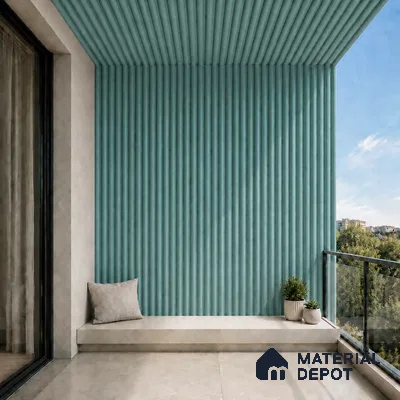 Steel Blue 10 ft x 0.6 ft (3060x180 mm) Pastel Arch Design Interior & Exterior Wall & Ceiling Panel - 17 mm | Suitable for Balcony, Facade & Open Area | Width is Subjected to 5% Variation