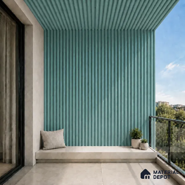 Steel Blue 10 ft x 0.6 ft (3060x180 mm) Pastel Arch Design Interior & Exterior Wall & Ceiling Panel - 17 mm | Suitable for Balcony, Facade & Open Area | Width is Subjected to 5% Variation