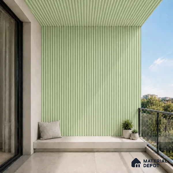 Mint Green 10 ft x 0.5 ft (3060x150 mm) Pastel Pyramid Design Interior & Exterior Wall & Ceiling Panel - 15 mm | Suitable for Balcony, Facade & Open Area | Width is Subjected to 5% Variation