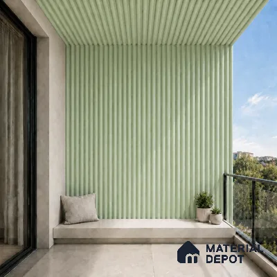 Mint Green 10 ft x 0.6 ft (3060x180 mm) Pastel Arch Design Interior & Exterior Wall & Ceiling Panel - 17 mm | Suitable for Balcony, Facade & Open Area | Width is Subjected to 5% Variation