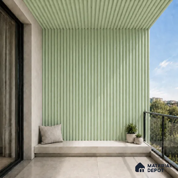 Mint Green 10 ft x 0.6 ft (3060x180 mm) Pastel Arch Design Interior & Exterior Wall & Ceiling Panel - 17 mm | Suitable for Balcony, Facade & Open Area | Width is Subjected to 5% Variation