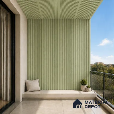 Mint Green 10 ft x 0.68 ft (3060x208 mm) Curve Design Interior & Exterior Wall & Ceiling Panel - 10 mm | Suitable for Balcony, Facade & Open Area | Width is Subjected to 5% Variation