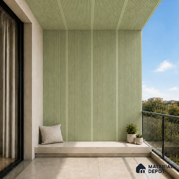 Mint Green 10 ft x 0.68 ft (3060x208 mm) Curve Design Interior & Exterior Wall & Ceiling Panel - 10 mm | Suitable for Balcony, Facade & Open Area | Width is Subjected to 5% Variation