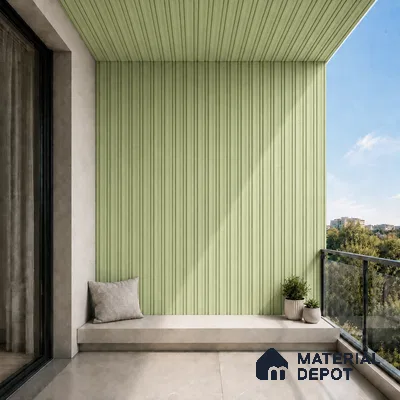 Mint Green 10 ft x 0.5 ft (3060x150 mm) Pastel Linea Design Interior & Exterior Wall & Ceiling Panel - 15 mm | Suitable for Balcony, Facade & Open Area | Width is Subjected to 5% Variation