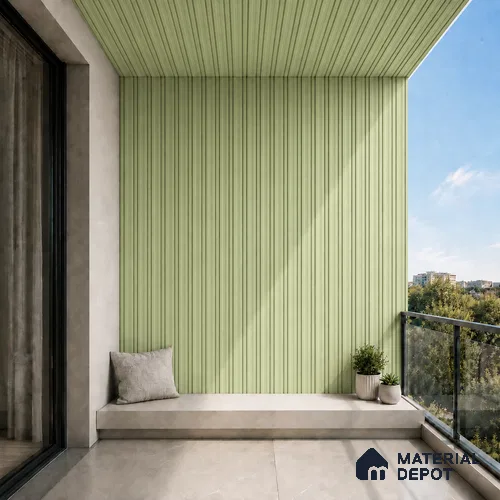 Mint Green 10 ft x 0.5 ft (3060x150 mm) Pastel Linea Design Interior & Exterior Wall & Ceiling Panel - 15 mm | Suitable for Balcony, Facade & Open Area | Width is Subjected to 5% Variation