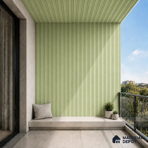 Mint Green 10 ft x 0.5 ft (3060x150 mm) Pastel Linea Design Interior & Exterior Wall & Ceiling Panel - 15 mm | Suitable for Balcony, Facade & Open Area | Width is Subjected to 5% Variation