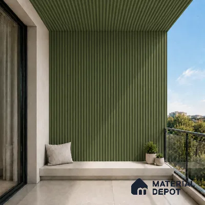 Forest Green 10 ft x 0.5 ft (3060x150 mm) Pastel Pyramid Design Interior & Exterior Wall & Ceiling Panel - 15 mm | Suitable for Balcony, Facade & Open Area | Width is Subjected to 5% Variation