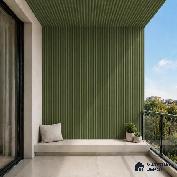 Forest Green 10 ft x 0.5 ft (3060x150 mm) Pastel Pyramid Design Interior & Exterior Wall & Ceiling Panel - 15 mm | Suitable for Balcony, Facade & Open Area | Width is Subjected to 5% Variation