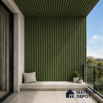 Forest Green 10 ft x 0.6 ft (3060x180 mm) Pastel Arch Design Interior & Exterior Wall & Ceiling Panel - 17 mm | Suitable for Balcony, Facade & Open Area | Width is Subjected to 5% Variation