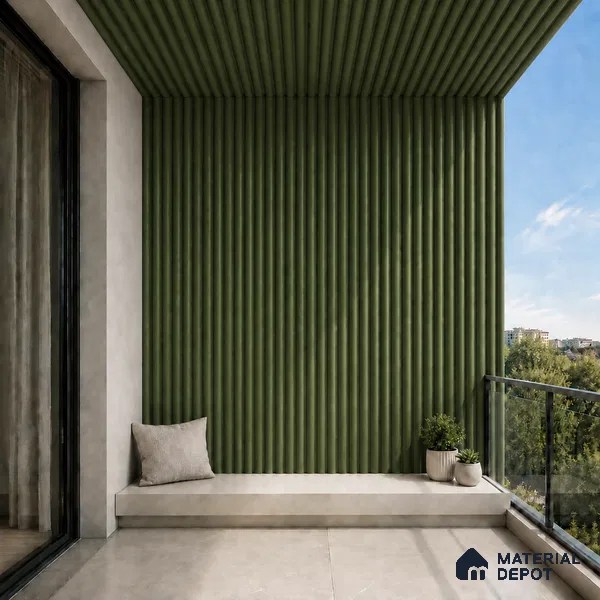 Forest Green 10 ft x 0.6 ft (3060x180 mm) Pastel Arch Design Interior & Exterior Wall & Ceiling Panel - 17 mm | Suitable for Balcony, Facade & Open Area | Width is Subjected to 5% Variation