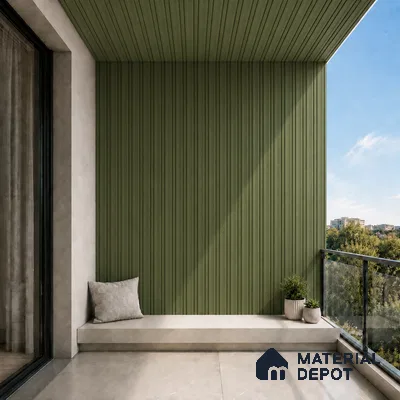 Forest Green 10 ft x 0.5 ft (3060x150 mm) Pastel Linea Design Interior & Exterior Wall & Ceiling Panel - 15 mm | Suitable for Balcony, Facade & Open Area | Width is Subjected to 5% Variation