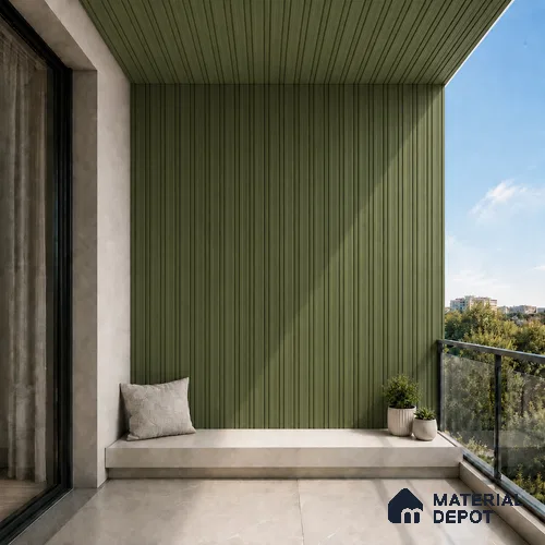 Forest Green 10 ft x 0.5 ft (3060x150 mm) Pastel Linea Design Interior & Exterior Wall & Ceiling Panel - 15 mm | Suitable for Balcony, Facade & Open Area | Width is Subjected to 5% Variation