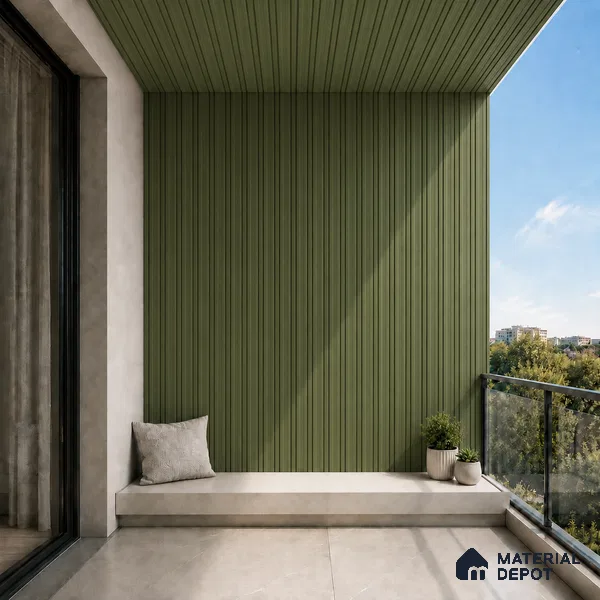 Forest Green 10 ft x 0.5 ft (3060x150 mm) Pastel Linea Design Interior & Exterior Wall & Ceiling Panel - 15 mm | Suitable for Balcony, Facade & Open Area | Width is Subjected to 5% Variation