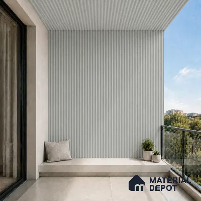 Light Grey 10 ft x 0.5 ft (3060x150 mm) Pastel Pyramid Design Interior & Exterior Wall & Ceiling Panel - 15 mm | Suitable for Balcony, Facade & Open Area | Width is Subjected to 5% Variation
