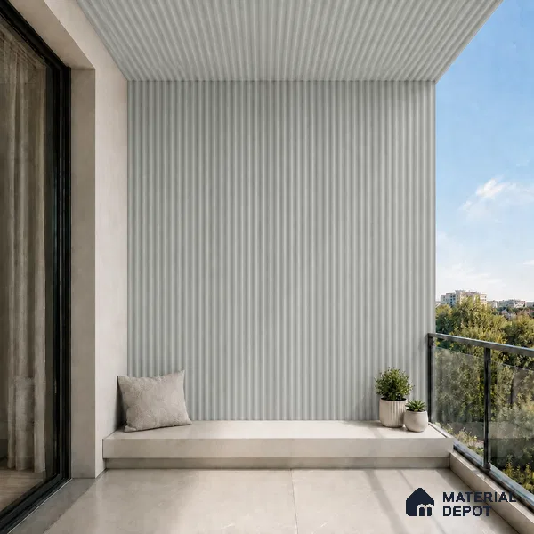 Light Grey 10 ft x 0.5 ft (3060x150 mm) Pastel Pyramid Design Interior & Exterior Wall & Ceiling Panel - 15 mm | Suitable for Balcony, Facade & Open Area | Width is Subjected to 5% Variation