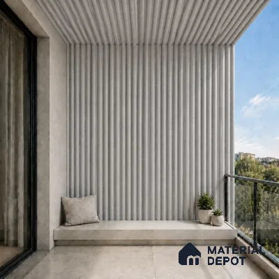 Light Grey 10 ft x 0.6 ft (3060x180 mm) Pastel Arch Design Interior & Exterior Wall & Ceiling Panel - 17 mm | Suitable for Balcony, Facade & Open Area | Width is Subjected to 5% Variation