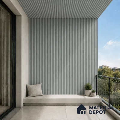 Cloud Grey 10 ft x 0.5 ft (3060x150 mm) Pastel Pyramid Design Interior & Exterior Wall & Ceiling Panel - 15 mm | Suitable for Balcony, Facade & Open Area | Width is Subjected to 5% Variation