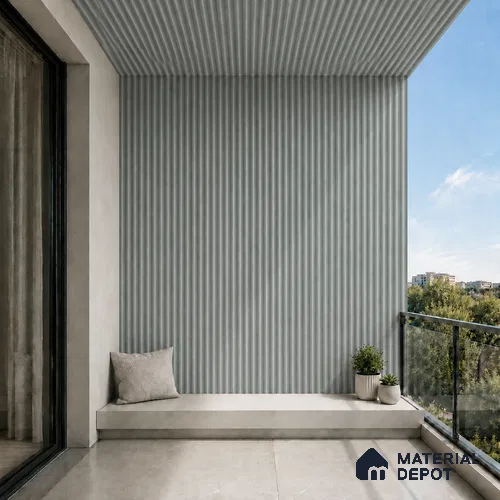 Cloud Grey 10 ft x 0.5 ft (3060x150 mm) Pastel Pyramid Design Interior & Exterior Wall & Ceiling Panel - 15 mm | Suitable for Balcony, Facade & Open Area | Width is Subjected to 5% Variation