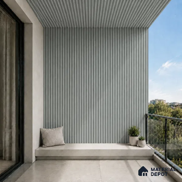 Cloud Grey 10 ft x 0.5 ft (3060x150 mm) Pastel Pyramid Design Interior & Exterior Wall & Ceiling Panel - 15 mm | Suitable for Balcony, Facade & Open Area | Width is Subjected to 5% Variation